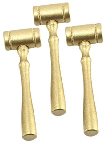 KONTONTY 3pcs Judge Gavel Mini Gold Wooden Hammers Cosplay Lawyer Judge Auction Sale Justice Cosplay Costume Accessories For Kids Party Favors