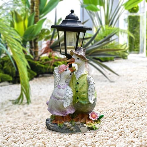 Wliwwo Décorations de canards avec lampes solaires - Statues d'extérieur avec lumières LED à énergie solaire pour décoration de jardin, cour, cadeaux d'anniversaire