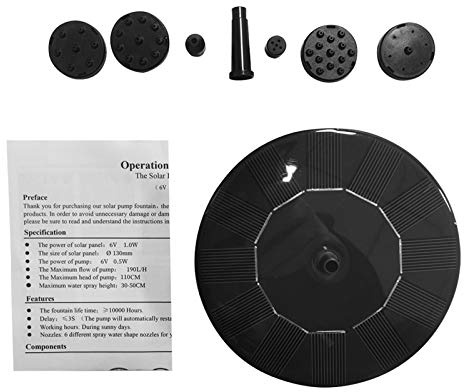 Pompa a fontana a energia solare con 6 ugelli per laghetti, giardini e piscine all'aperto