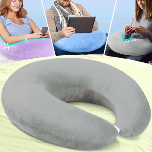 Ergonomisches Crealis-Kissen-Ihr Komfort-Verbündeter für kreative Momente Lese- und Gaming-Kissen für Bett und Sofa - Ergonomisches Armkissen zum Lesen, Spielen, Arbeiten und Häkeln (Grau,Standard)