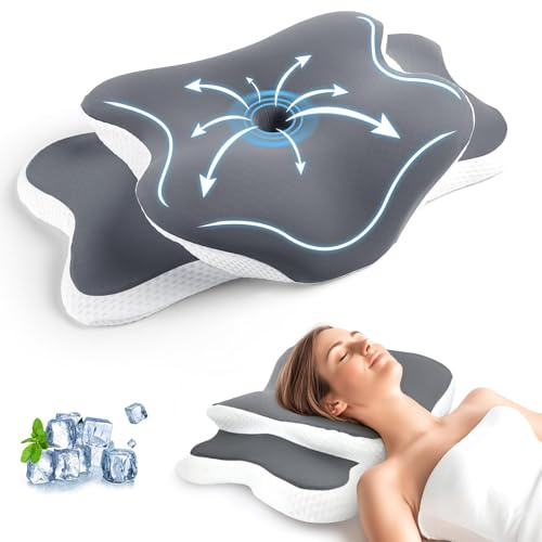 CloudNook Oreiller Orthopédique Mémoire de Forme – Oreiller Cervical Ergonomique pour Dormir sur Le Dos, Le Côté ou Le Ventre – Soulagement des Douleurs Cervicales et des Épaules – Gris