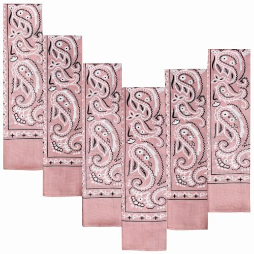 Every-ville Baumwoll-Bandana, Paisley Halstuch, Unisex, 6er Set | 55 × 55 cm, weich, atmungsaktiv und vielseitig, für Damen und Herren, Sport, Motorrad, Haare, Hals, Alltag und Freizeit