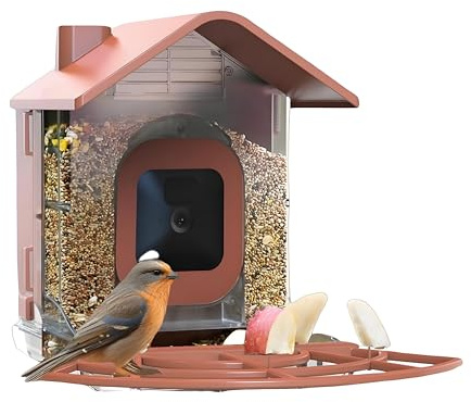 Lancoon Vogelfutterhaus mit Kamera Haus Outdoor Kompatibel mit Blink Kamera Halterung Wetterfest Großes Fassungsvermögen 1.6LB Wildlife Monitoring (Ohne Kamera)