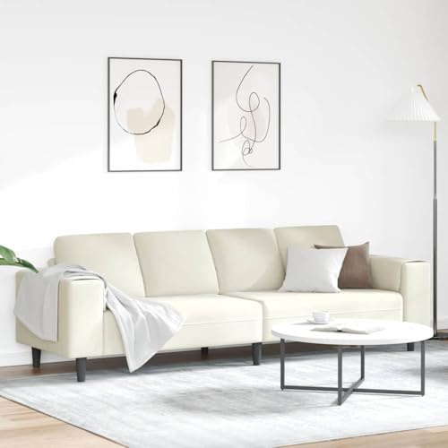 Yisssmeng Schlafsofa Creme 250x77x76 cm, 4-Sitzer Ecksofa Polyester/Sperrholz, wetterfest mit Recamiere für Wohnzimmer Studio Büro