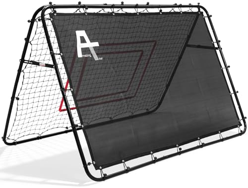 Rebounder für Fußball mit robuster Konstruktion und stabilem Stand | Rebounder Fußball 100/120/180cm, doppelseitig & verstellbar - Schuss, Pass, Ballannahme, Garten, Training