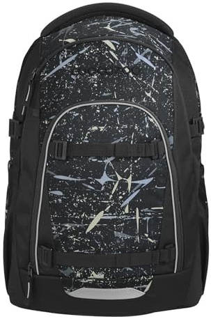 Coocazoo MATE Schulrucksack „Reflective Splash”, schwarz-grau, reflektierend, ergonomischer & anpassbarer Tornister, höhen- & größenverstellbar, mit Brustgurt & Hüftgurt, ab der 3. Klasse