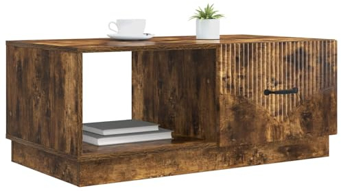 vidaXL Couchtisch Geräucherte Eiche 90 x 50 x 37 cm Holzwerkstoff, Wohnzimmer, moderner rechteckiger Couchtisch, Vintage Stil, viel Stauraum, praktische Tischfläche