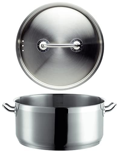 Mäser, Serie Professional, Bratentopf 32 cm mit Deckel, Topf aus hochwertigem Edelstahl 18/10, Induktion, Literskala, Silber