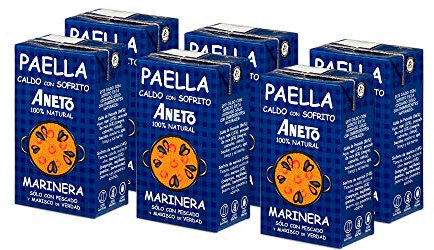 Aneto 100% Naturale - Brodo per Paella di Pesce e Frutti di Mare - scatola da 6 unità da 1L