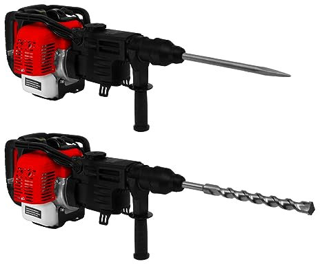 Martello Pneumatico benzina a 2 tempi 0.9KW 7500 giri/minuto Martello rotante Trapano demolitore 32.6CC Motore monocilindrico raffreddato ad aria Scalpello e punte Allegati Kit attrezzi e grasso