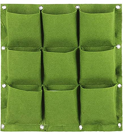 Sacchi per Piante a Parete, Sacca da Coltivazione da Appendere Alla Parete con 9 Tasche Ideali per la Coltivazione di Piante Verticali e Verdi Per La Coltivazione di Piante e Giardinaggio, Verde