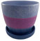 DataPrice Macetero, Jardinera con Plato para Flores y Plantas - Decoración a Rayas Multicolor - 12x14 cm