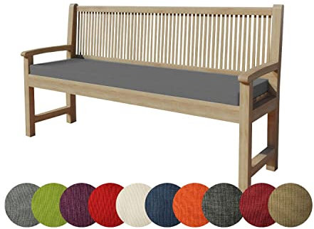 chilly pilley Bankkissen Bankauflage Polsterauflage Reißverschluss mit Schlaufen Kissen für Gartenbank Gartenbankauflage für Gartenmöbel Sitzkissen & Rückenkissen Outdoor (200 x 40 x 5 cm, Grau)