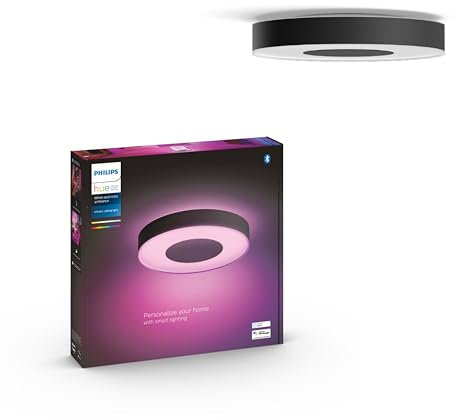 Philips Hue White & Color Ambiance Infuse Deckenleuchte L (3.700 lm), dimmbare Raumbeleuchtung für das Hue Lichtsystem mit 16 Mio. Farben, smarte Lichtsteuerung über Sprache und App, schwarz
