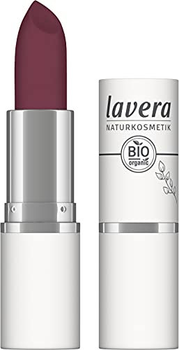 lavera Velvet Matt Lipstick - Royal Cassis 06 - Lippenstift - glutenfrei - ohne Silikone - ohne Mineralöl - ohne Mikroplastik - Cremig, matte Textur - Bio-Blütenbutter - Bio-Sonnenblumenöl - 4,5g