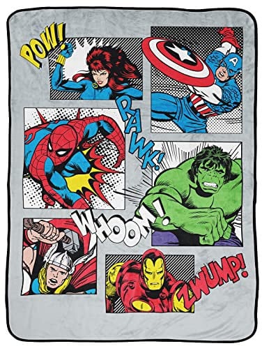 Jay Franco Marvel Comics Avengers Pow 130 x 150cm Fluffy Throw Blanket