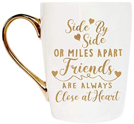 Novaova Friendship Gift Gold Ceramic Coffee Tea Cup, Best Friend Long Distance Gift for Her Girl Best Friend Sister Graduation Birthday Christmas Motivational Mug Gift…