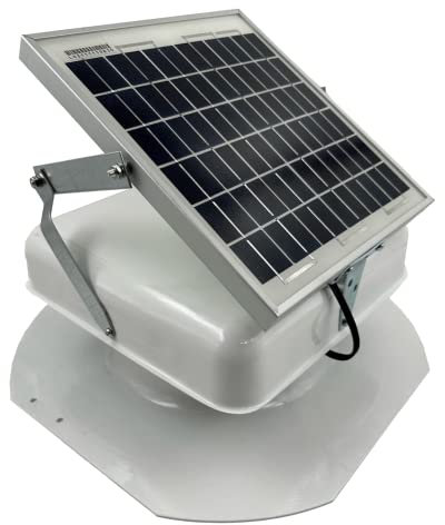 Solar Mega RoofBlaster with White Vent (Adjustable Solar Panel Mount) | Solar Attic Vent | Solar Roof Vent | Solar Roof Attic Fan