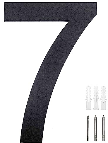 Numero Civico Esterno, numero civico acciaio inox, Antracite, RAL 7016 antiruggine resistente, 20 cm di altezza, Arial scritta, Aspetto Fluttuante, con Viti di Montaggio, Numero civico 7