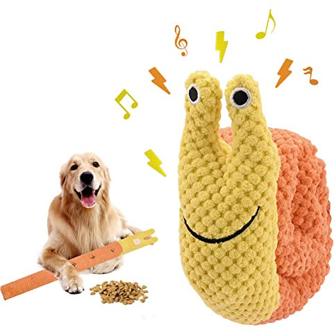Schnecke Spielzeug für Haustiere,Plüsch-Haustier Spielzeug Training für Dekompression Hundespielzeug Schnüffeln von Backenzahn-Haustierbedarf Linderung von Langweiligem Hundespielzeug Orange+Yellow