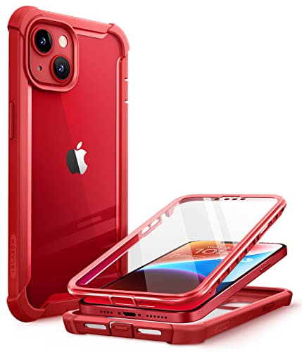 i-Blason Ares Designed for iPhone 14 Plus Case 6.7 inch (2022 Release), Dual Layer Rugged Clear Bumper Case with Built-in Screen Protector (Ruddy)