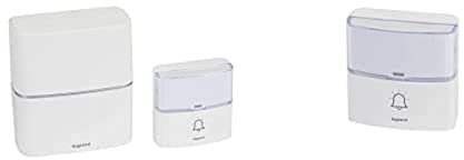 Legrand - Kit Serénité carillon et sonnette sans fil 30 mélodies + MP3 alimentation par piles - blanc & Legrand - Sonnette Sérénité sans fil carrée IP54 pour carillon - blanc