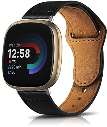 KoGiio Vintage Leder Armband für Fitbit Versa 4/Versa 3/Sense 2/Sense Herren Damen Ersatz Weich Uhrenarmbänder