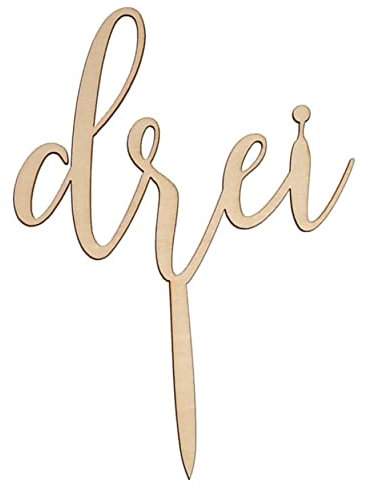 WAIKUA ® EINS ZWEI DREI Kuchentopper Cake Topper Geburtstag Dekoration aus unbehandeltem Holz für 3.Geburtstag - Tortendeko Holz Deko Zahl 3 Jahre Junge Mädchen (Drei)
