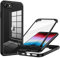 Seacosmo Case for iPhone SE 2022/2020, iPhone 7/8 - Full-Body Shockproof Case with Built-in Glass Screen Protector - Black/Clear