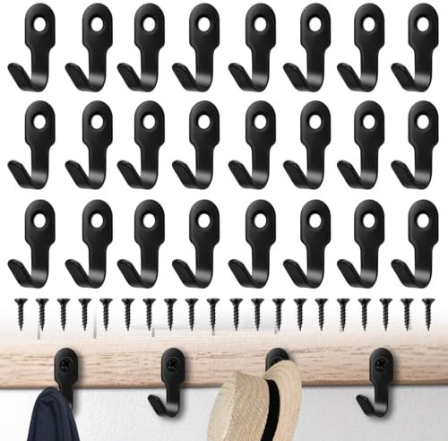 30 Pezzi Ganci da Parete Piccoli, Gancio Appendiabiti Appendi Chiavi, Ganci Parete con 30 Viti, Ganci da Muro, Ganci Appendiabiti Nero, Ganci per Appendiabiti Bagno Cucina Camere da Letto e Soggiorni