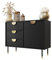 Mirjan24 Kommode Vunotis 1D3SZ mit 3 Schubladen und Tür, Schubladenkommode, B:100 x H:78 x T:40 cm, Highboard, Anrichte, Sideboard, Mehrzweckschrank, Wohnzimmerschrank (Schwarz)