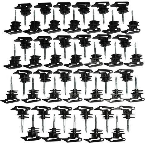 Electric Fencing Ribbon Insulators for Wooden Posts X50 (Screw In Poly Fence Tape Rope)