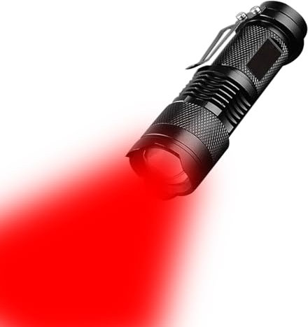 LIAISIMI Rot licht Taschenlampe, 3 Modi Taktische Helle leistungsstarke rote LED Taschenlampe, rote Taschenlampe, zoombar, tragbar, wasserdicht LED-Taschenlampe,Handheld Rotlicht (1, Red)