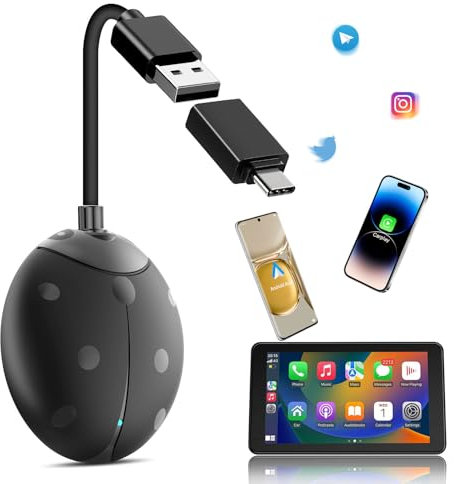 Unimeet Adattatore Wireless 2 in 1 per Carplay & Android Auto - Box Carplay Facile e Stabile per Carplay e Android Auto Integrati