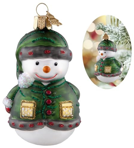Hzyc Weihnachtsbaum Ornamente Schneemann aus mundgeblasenem Glas, Schneemann-Motiv, Schneemann-Figur, Weihnachtsdekoration für Urlaub, Party, Alltag, Geschenk (9 cm)