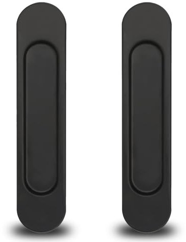Xiciki 2 Pièces Poignée de Porte Coulissante Ovale, Poignée Porte Coulissante, Poignées de Porte Coulissante Auto-Adhésives pour Armoires, Fenêtres, Portes Coulissantes - Noir
