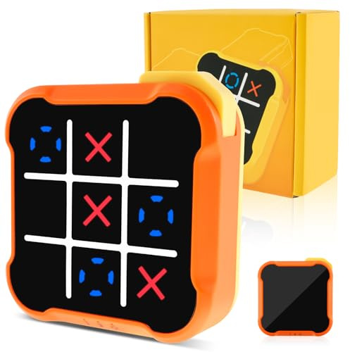 NIHUIFDPY Tic Toe Bolt Game, 3 in 1 Handheld Puzzle Game Console, Noughts and Crosses Game, Big Eat Small Tic Travel Family Party Game for Educational,Memory Growth (Orange)