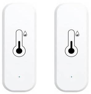 2xWiFi-Hygrometer Thermometer-Sensor, Kompatibel Alexa/Google Home | Digitale Innentemperatur und Feuchtigkeitssensor,Raumtemperaturfeuchtigkeitssensor App Fernbedienung für Gewächshauskeller