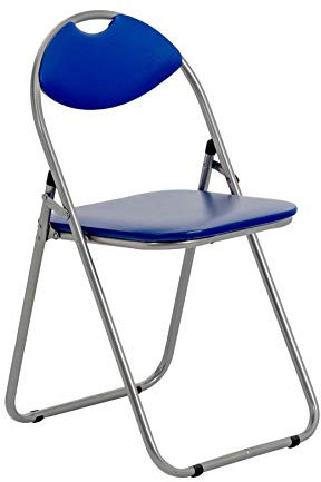 Harbour Housewares Padded Folding Chair - Easy Store Metal Frame Office Bedroom Seating - Max Load: 114kg - Blue