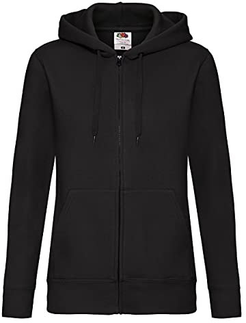 Fruit of the Loom Damen Full Zip Hoodie Sweatshirt Gr. Medium, schwarz
