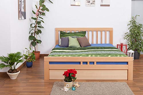Doppelbett Easy Premium Line K8 inkl. 1 Abdeckblende, 180 x 200 cm Buche Vollholz massiv Natur