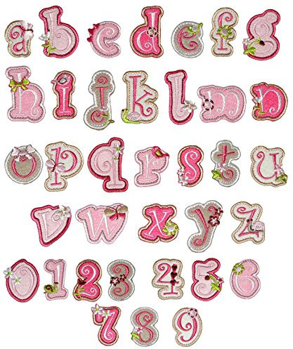 alles-meine.de GmbH M - Buchstabe als Bügelbild - 3,9 cm * 3,1 cm groß - gestickte Applikation Aufnäher/Alphabet einzelne Buchstaben - zum Aufbügeln