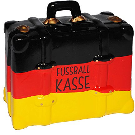 alles-meine.de GmbH große Spardose - Fußball Koffer - Deutschland - stabile Sparbüchse aus Porzellan/Keramik - Sparschwein - lustig witzig - Endspiel/Schland/Fussball K..