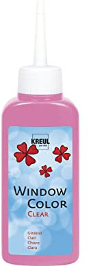 KREUL 40206 - Window Color Clear rosa 80 ml, Fenstermalfarbe auf Wasserbasis, mit glatter glasklarer Oberfläche, geeignet für Oberflächen wie Glas, Spiegel und Fliesen