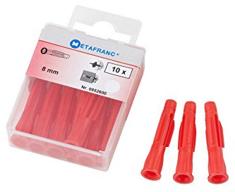 Metafranc 952600-Tacos universales diámetro, 10 Unidades, para la fijación de Materiales de construcción completos y Huecos, expansión, Tacos de cavidad y Tres alas, 952600, Ø 8 mm