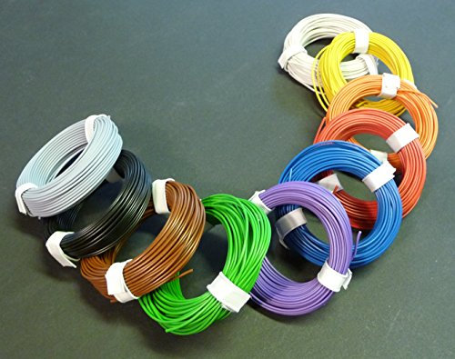 WIM-Modellbau 10-Farben LITZEN Kupfer Kabel 0,14mm² 1-adrig Länge 10 x 10 Meter