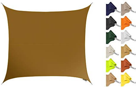Kookaburra 2m Square Water Resistant Garden Patio Sun Shade Sail Canopy 96.5% UV Block with Free Rope (Mocha Brown)