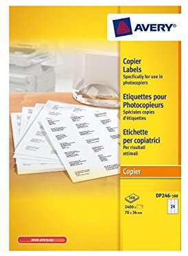 Avery ZWECKFORM Etiketten, quadratisch, 70 x 36 mm, Weiß, 5 Packungen mit je 2400 Stück