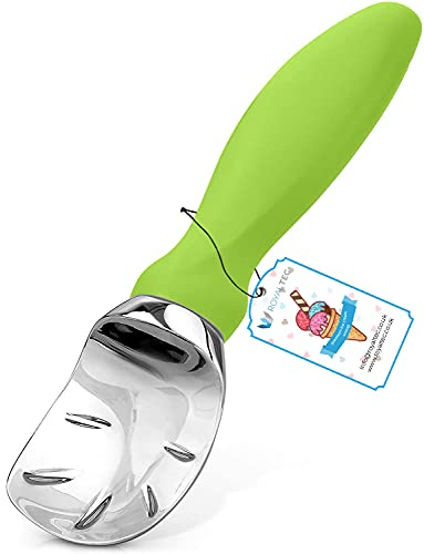 ROYALTEC Ice Cream Scoop, Dish Washer Safe Ice Cream Spoon for Hard ice Cream with a Comfortable Grip Handle, Sturdy and Durable Design (Green)