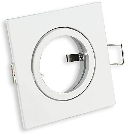 10x Einbaustrahler Rahmen Set eckig - weiß schwenkbar flach aus Aluminium– Einbaurahmen für GU10 MR16 Leuchtmittel - Ø60-68mm Bohrloch Einbau-Spot Strahler Einbauleuchte